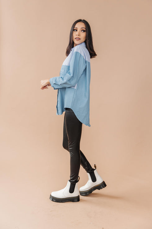 Hailey Denim Button-Up Top